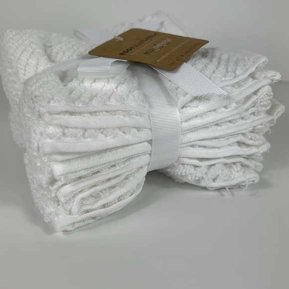 Ecoexistence 4 pc Bath Wash Cloths White Zero Twst Loops Cotton OEKO TEX NEW - Picture 7 of 9
